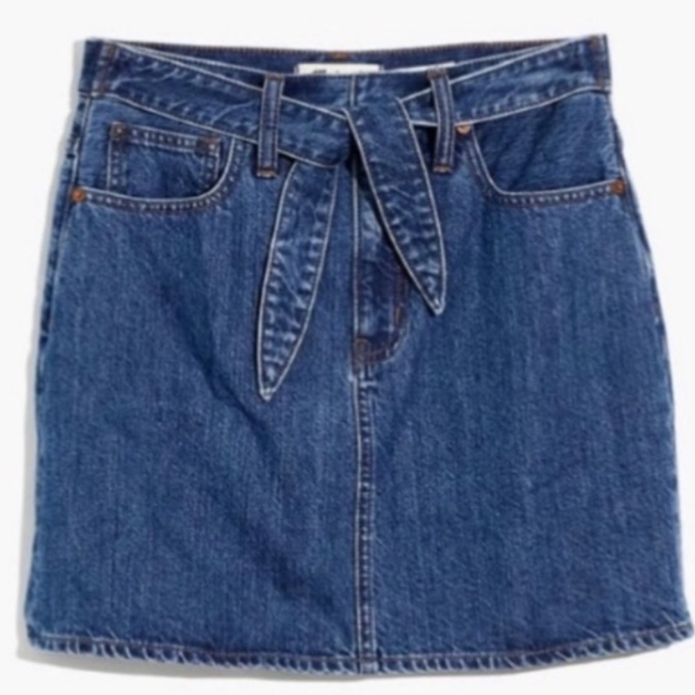 Madewell Rigid Denim Straight Mini Skirt in Haydel Tie-Waist Edition 26 new - Picture 6 of 10